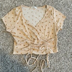 Dainty Floral Cropped Scrunch Cross Top - M